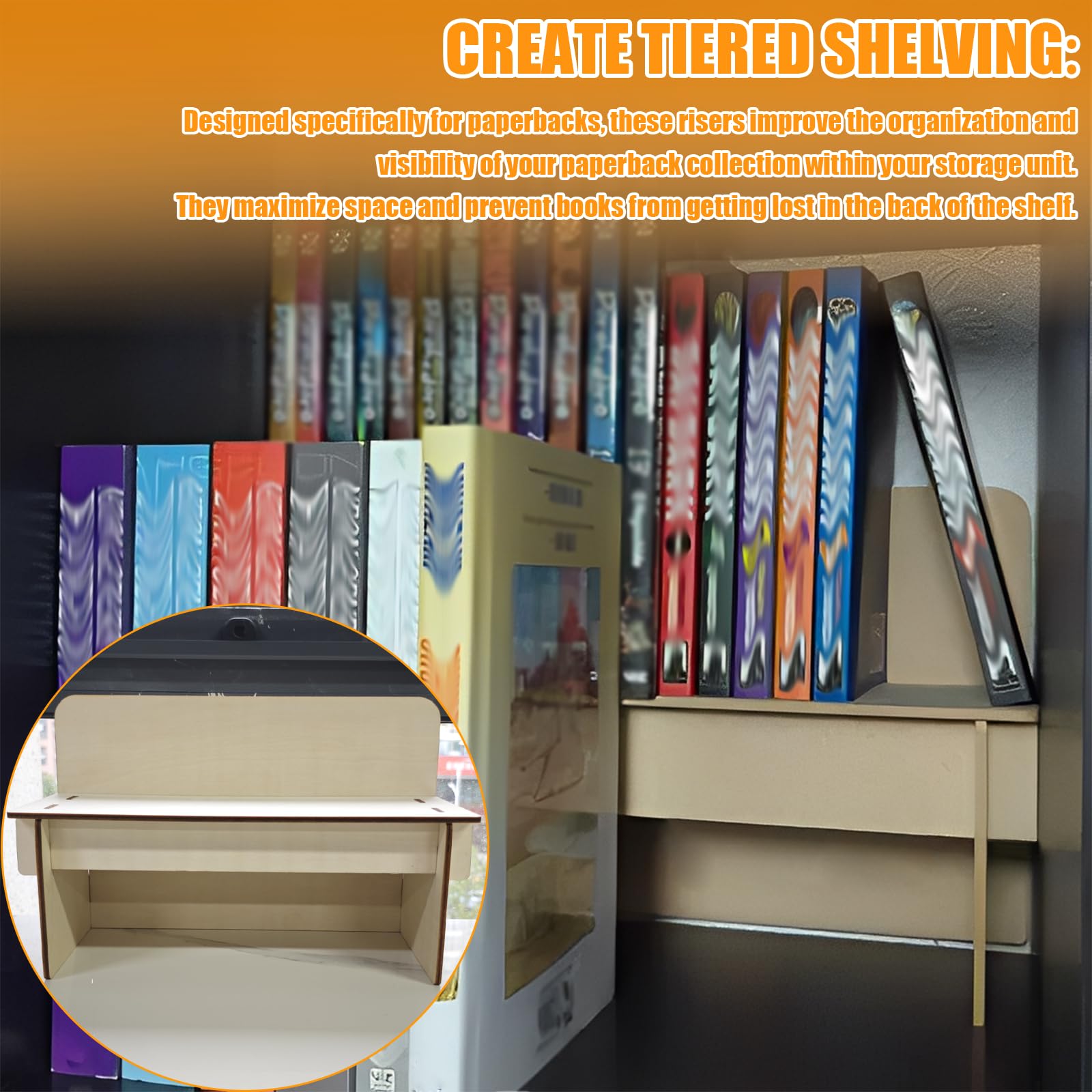 SUNUCO Paperback Book Riser insert compatible with Ikea Kallax Storage Unit, Inserts Shelves for Improved Book Organization (1Pcs)