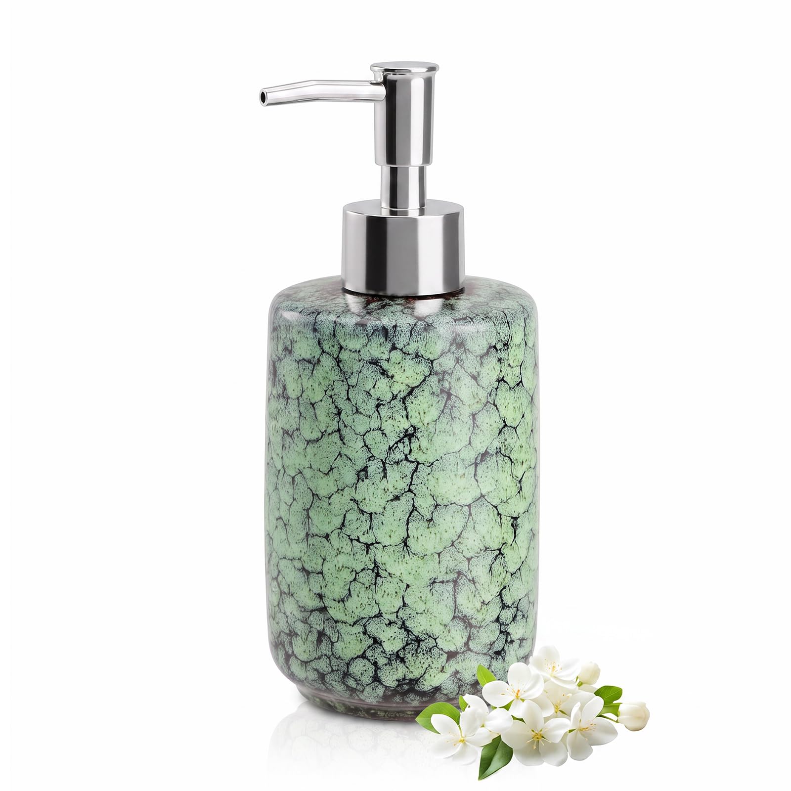 Ceramic Soap Dispenser - 350ml Liquid Hand Soap Dispenser with Pump Refillable Pump Bottle Washing up Liquid Soap Dispenser Lotion Bottle for Kitchen