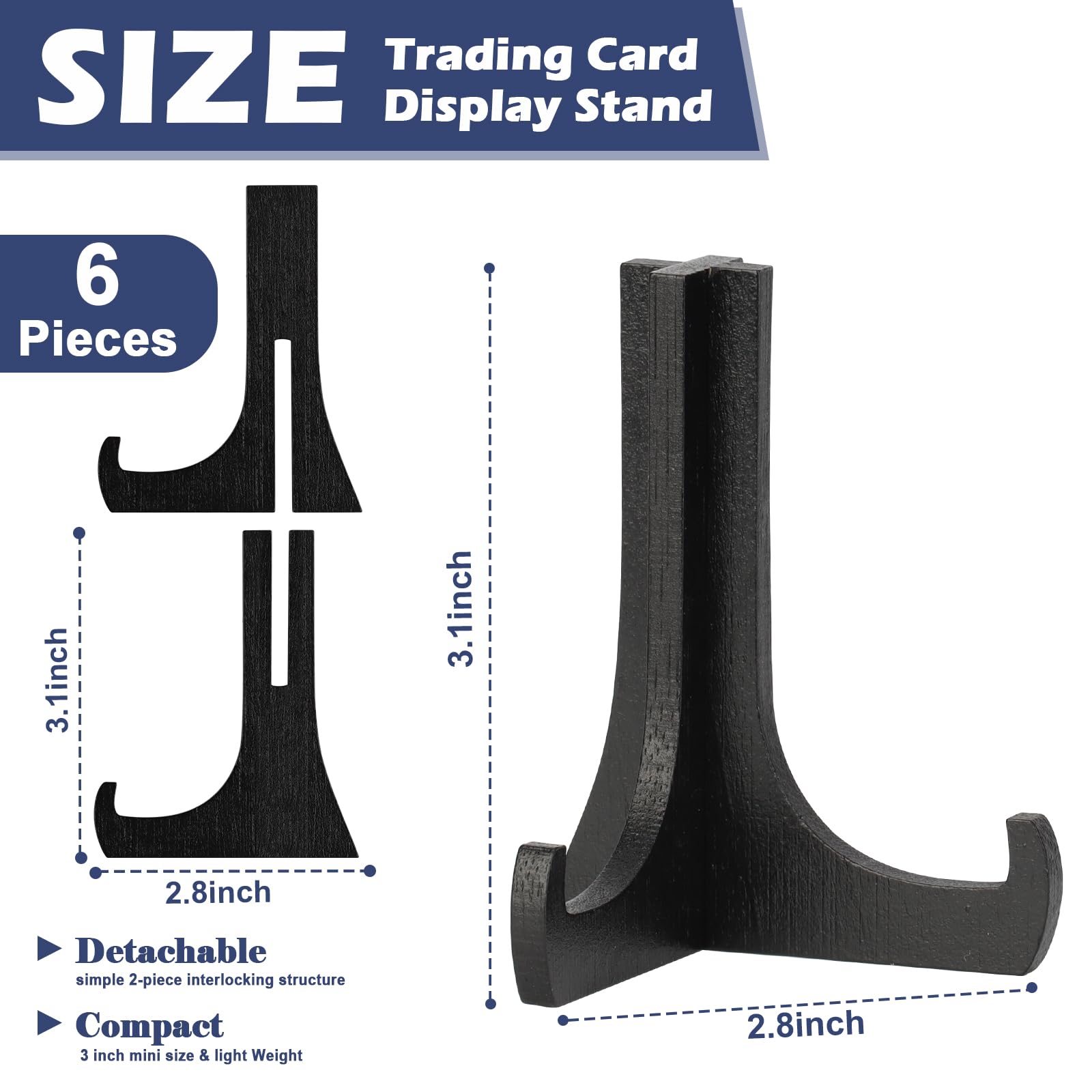 3 Pack Card Display Stand Wooden Small Trading Card Display Holder Black