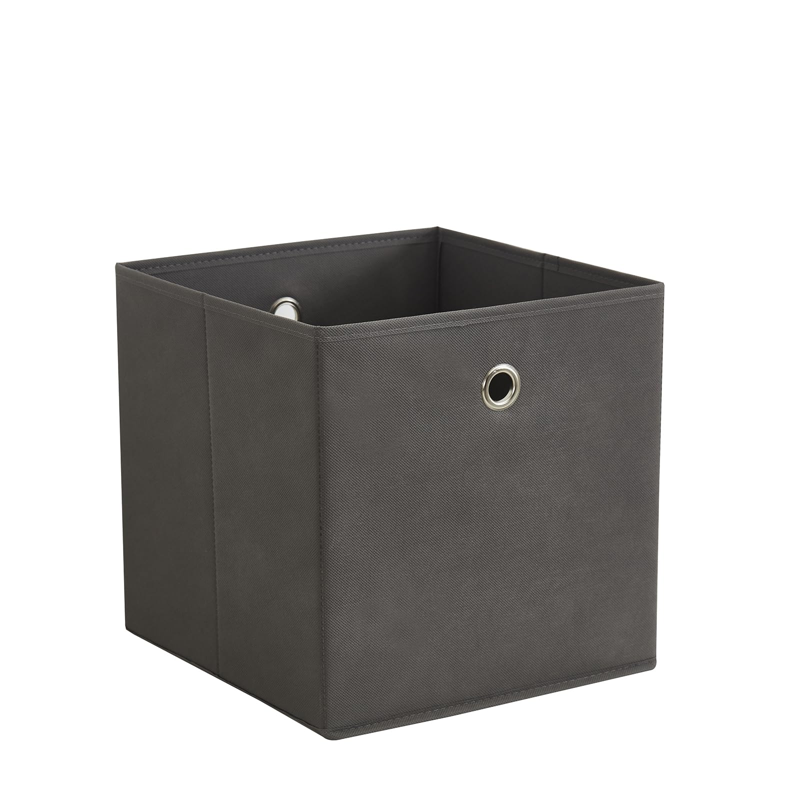Webeasy Square Canvas Fabric Storage Box, Pack of 6 Eyelet Cube Foldable Open Bins for Home Office Nursery Organisation,Grey,28X28X28(CM)