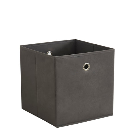 Webeasy Square Canvas Fabric Storage Box, Pack of 6 Eyelet Cube Foldable Open Bins for Home Office Nursery Organisation,Grey,28X28X28(CM)