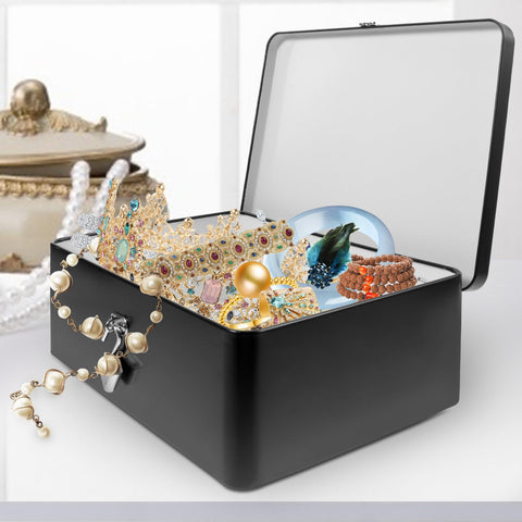 Zerodeko Tinplate Storage Box with Lock Metal Tin Box for Jewellery Rings and Earrings Desktop Storage Container for Gifts and Small Items 9.65 X