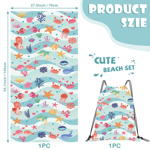 SERTAS Kids Beach Towel,Swim Towel for Girls,Kids Towel 70 X 140cm,Beach Towels for Kids,Lightweight Beach Towel Microfibre,Exquisite Pattern Beach