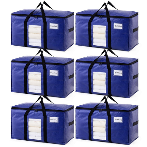 TAILI Moving Bags Extra Large Heavy Duty, Clear Window, 6 Pack Deep Blue