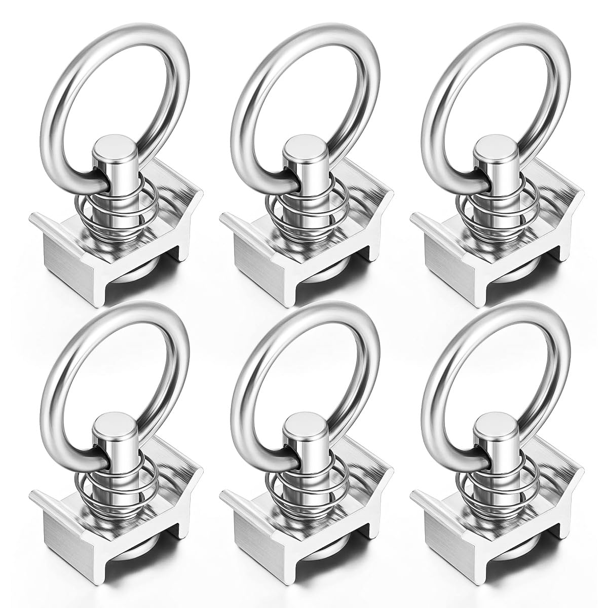 VOANZO Strapping Ring, Single Stud Accessory L-Track 4,000lb Capacity With Stainless Steel Ring Aluminum Retainer Cargo Control For Air Track