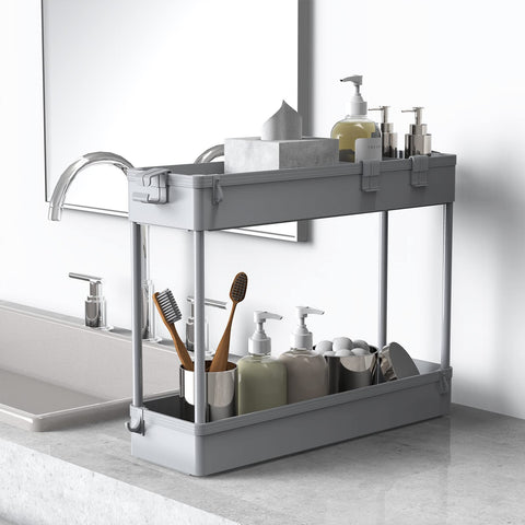 SAKA Slim Storage Cart,4 Tier Bathroom Rolling Utility Cart Storage Organizer Slide Out Cart