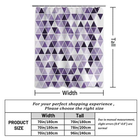 LanZanthic Purple and White Lavender Shower Curtains for Bathroom Mosaic Geometric Modern Abstract Wet Room Shower Curtain with hooks