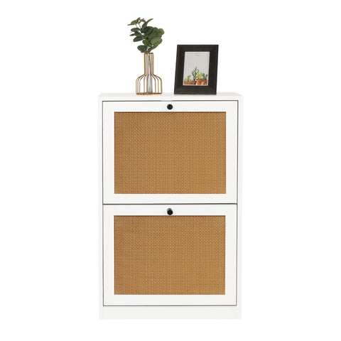 Yvsevnr Narrow Shoe Storage Cabinet Rattan Shoe Cupboards for Hallways