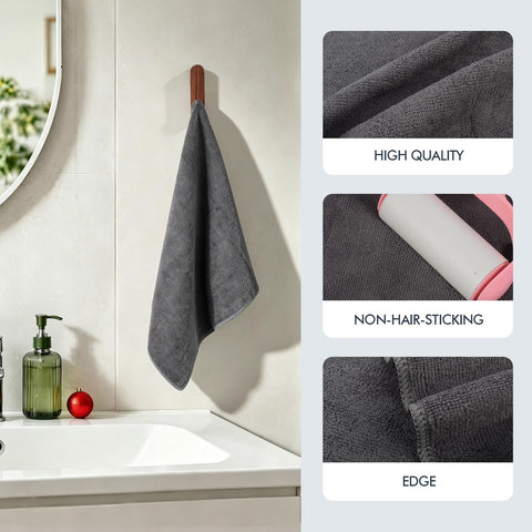 VIVOTE Microfiber Hand Towels with Hanging Loop Grey Bathroom Hand Towel