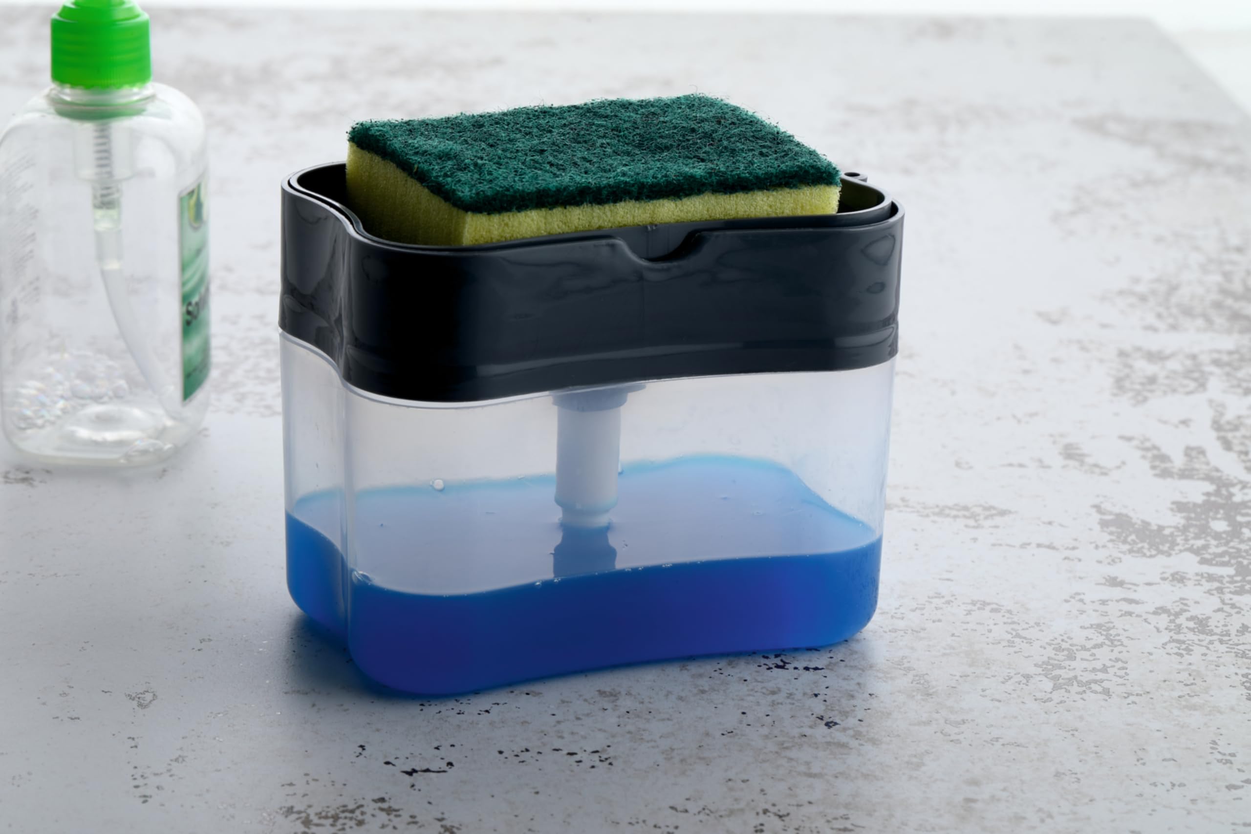 AARNAV Plastic Sink Dishwasher Liquid Soap Dispenser Pump with Sponge Holder Caddy for Home and Kitchen Multicolour Plastic