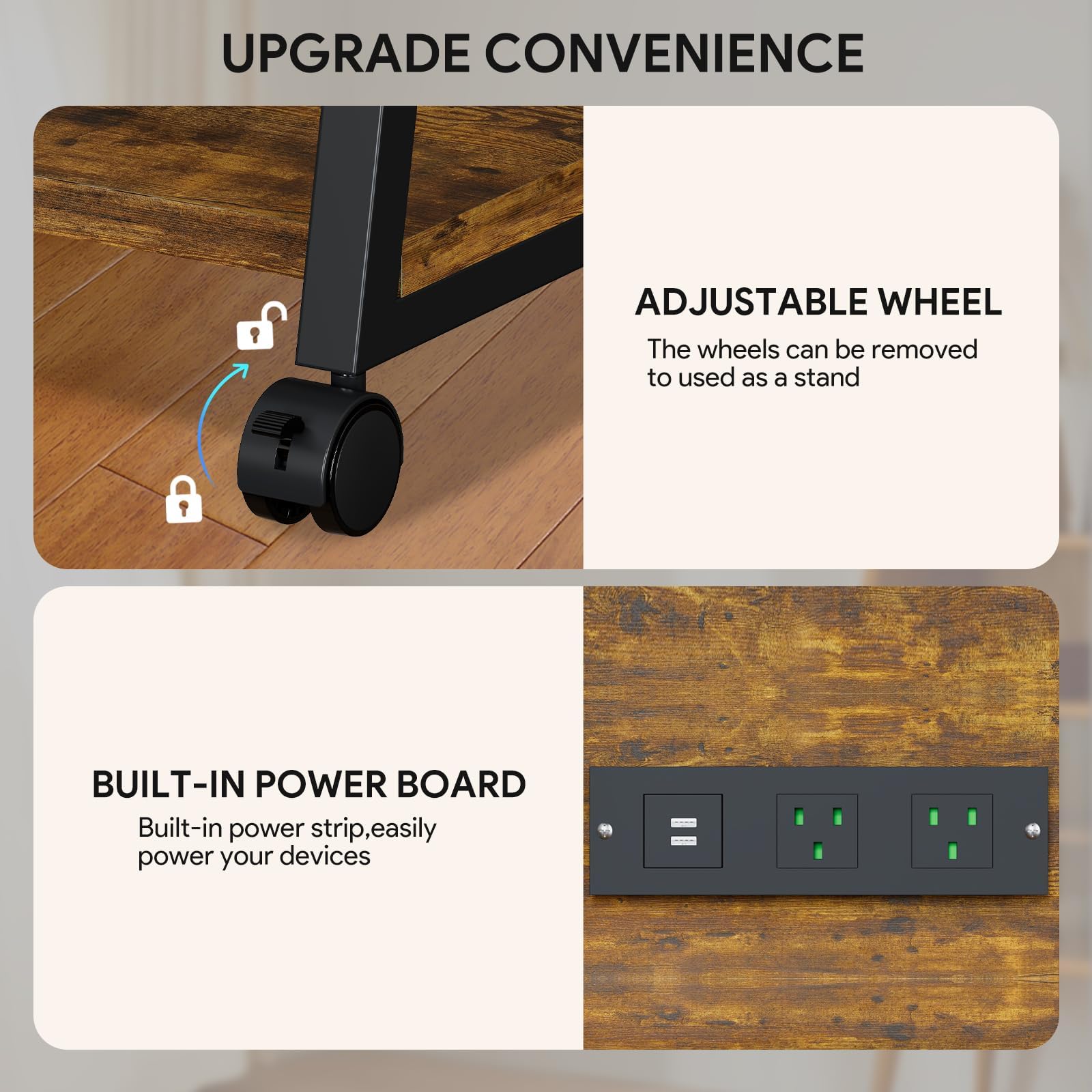 WUDLEP HiFi Stand, 4-Tier AV Media Stand with Power Strip and Wheels