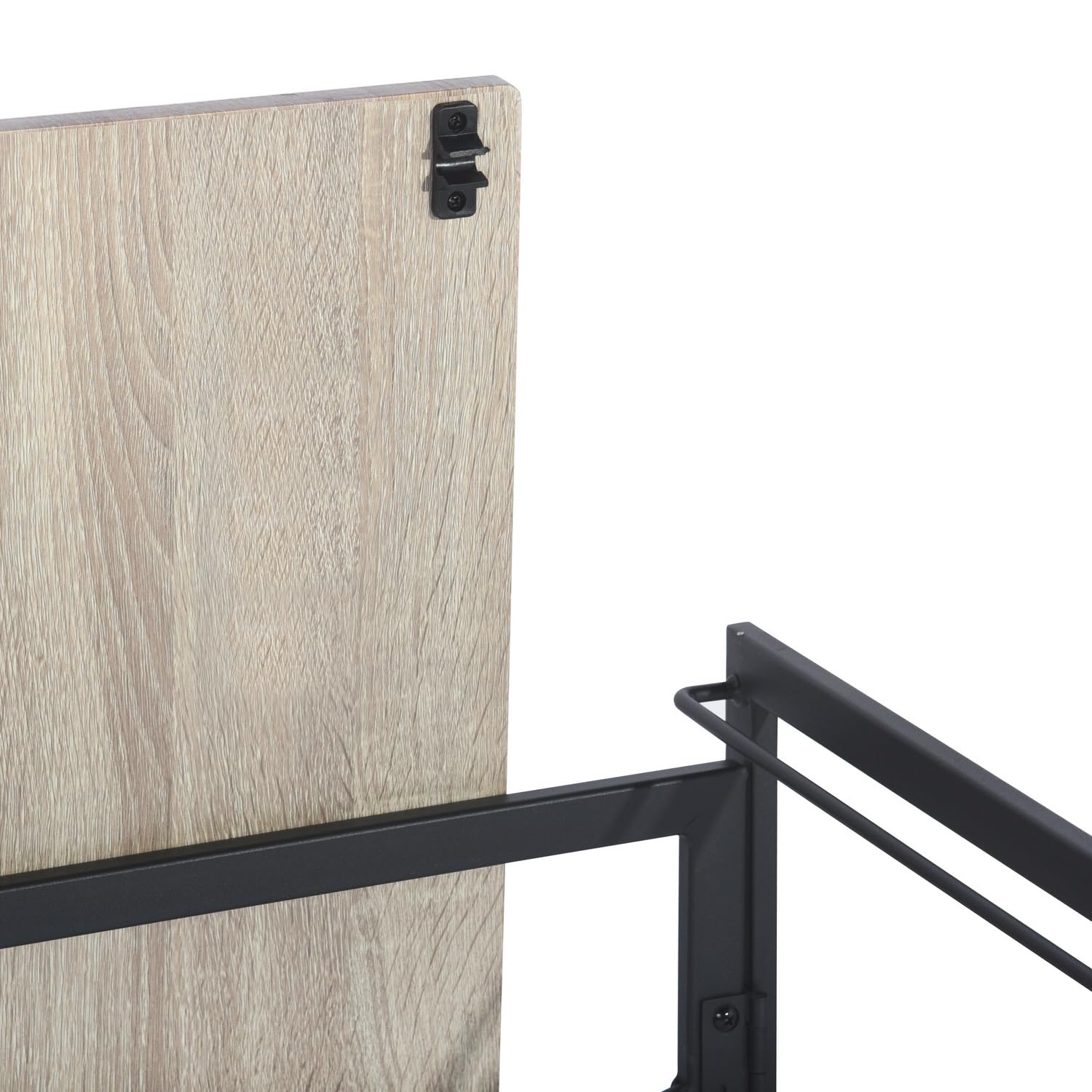 FurnitureR Folding Computer Desk,Industrial Style MDF Table Top Black Metal Frame,Space Saving For Small Apartment