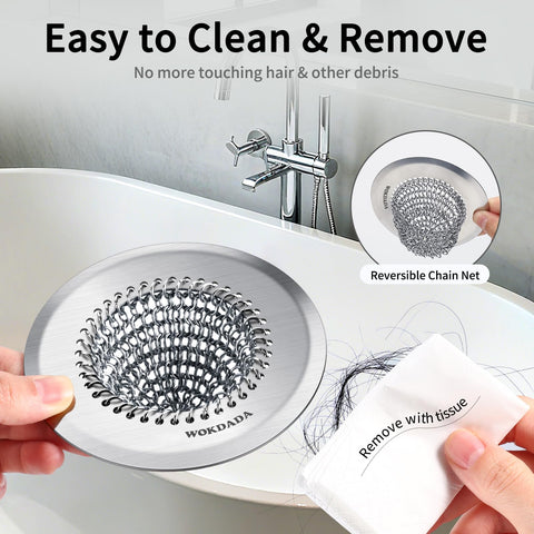 WOKDADA Shower Drain Cover, 4.4" Anti-Clog Hair Catcher for Shower Drain