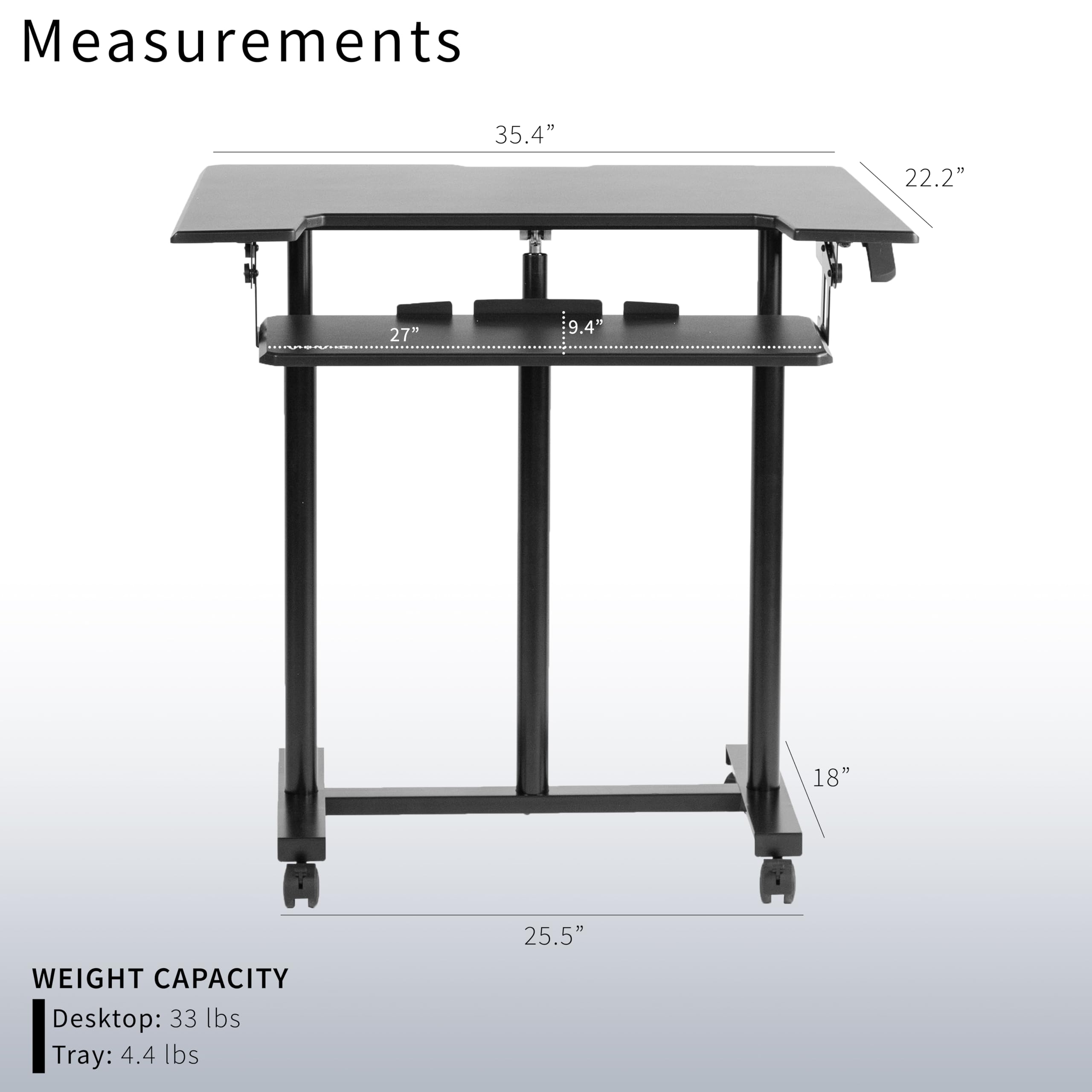 VIVO Mobile Height Adjustable Table, Stand Up Desk Cart with Sliding Keyboard Tray, Computer Workstation, Rolling Presentation Cart, Black, CART-V06A