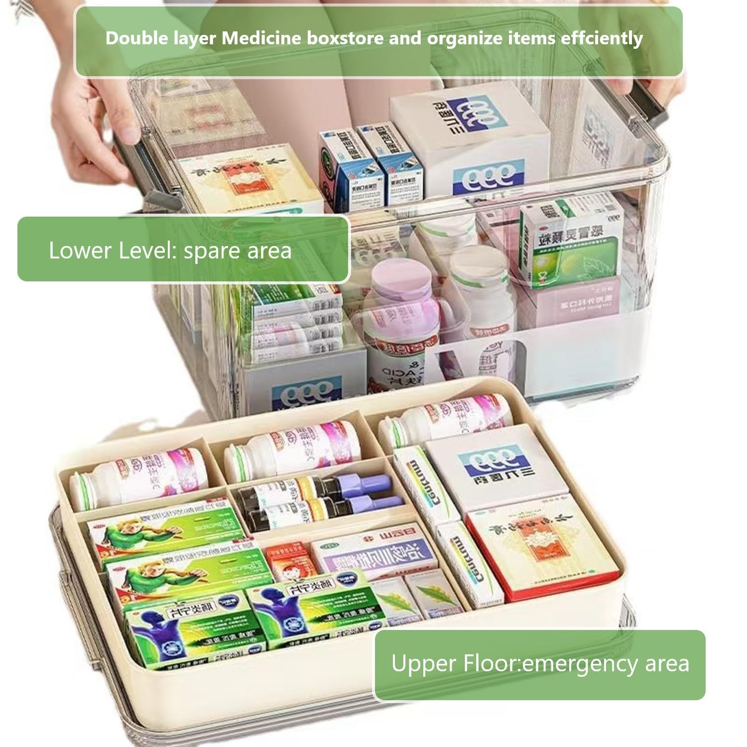 Yongheng Medicine box, Medicine storage Box, Medicine Storage Box Large, Portable with Lid Medication Storage Box