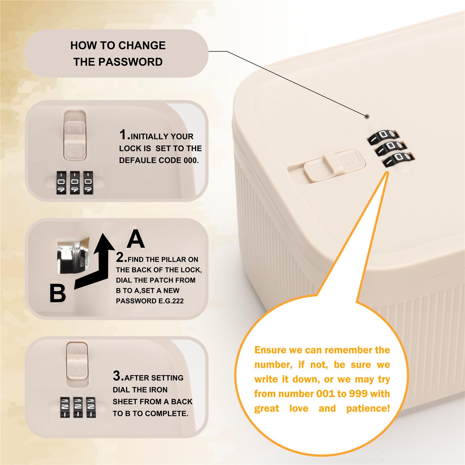 HIKENRI Lockable Storage Box,Medicine Storage Box,Fridge Lock Box For Kitchen/Home/School/Fridge/Personal/Travel/Office/Cell Phone(Beige)