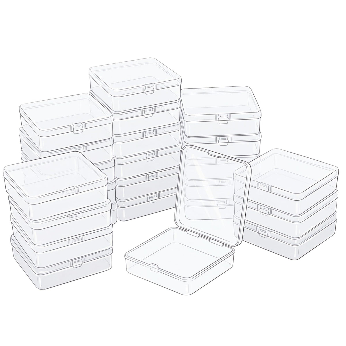 LJY 24 Pack Plastic Storage Boxes with Lids 12.5 x 12.5 x 3.5 cm, Clear