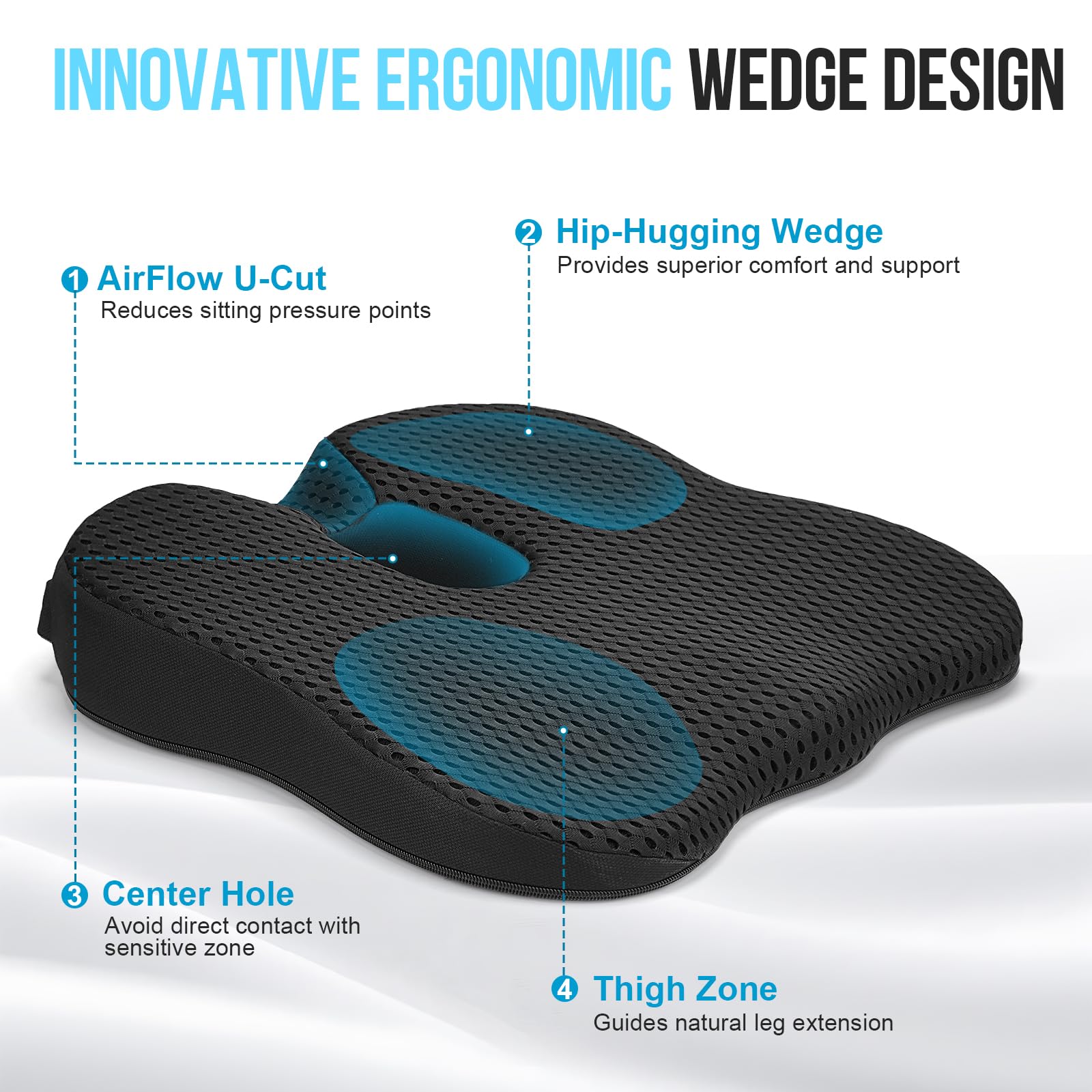 Arbanith Car Seat Cushion for Driving – Ergonomic Wedge Memory Foam Booster