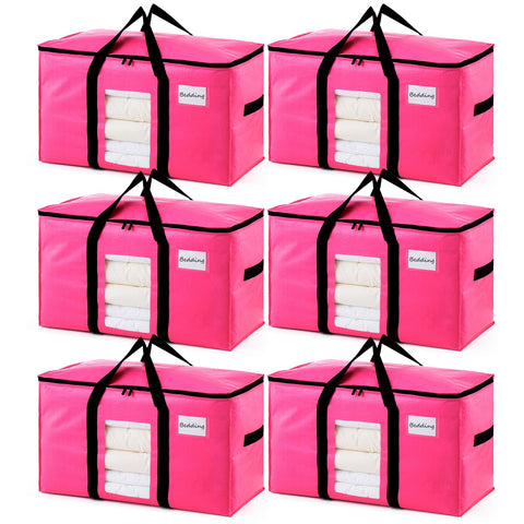 TAILI Moving Bags Extra Large Heavy Duty, Clear Window, 6 Pack Pink