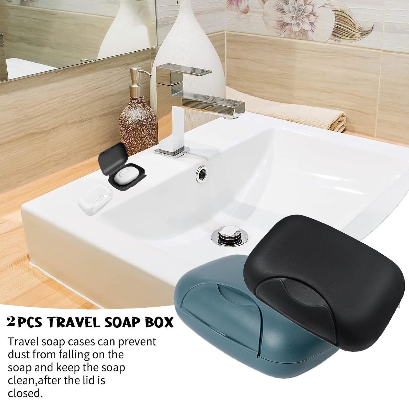 2Pcs Travel Soap Case Soap Bar Travel Dish with Lid Waterproof Leakproof Box Container Holder Closable Holder Portable Dish for Shower
