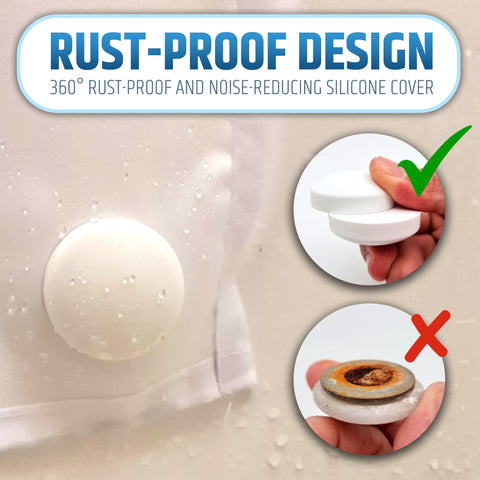 Powerful Anti-Billowing Magnetic Shower Curtain Weights for Splash-Free Bath Experience - 360° Silicone Wrapped - Will Never Rust