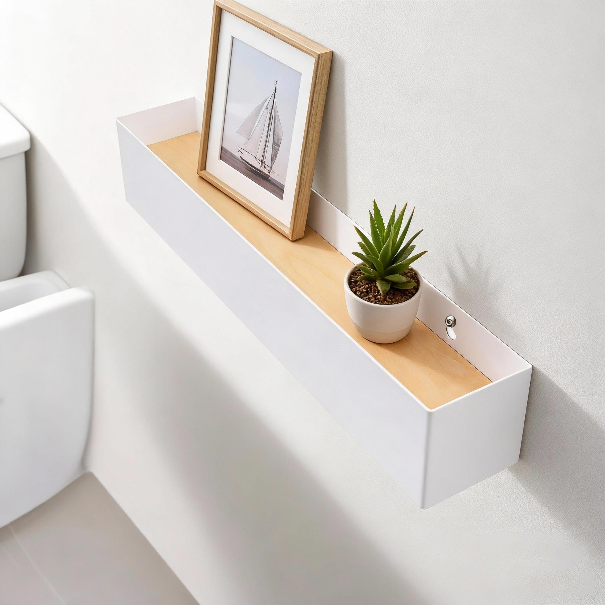 PHMING Coat Rack Wall Mounted 43.5cm, Coat Hooks with Shelf