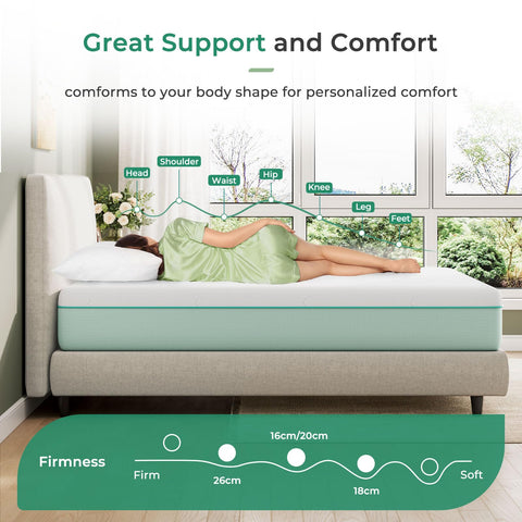 Uliyati Single Mattress Gel Memory Foam Mattress Medium 90x190x20CM