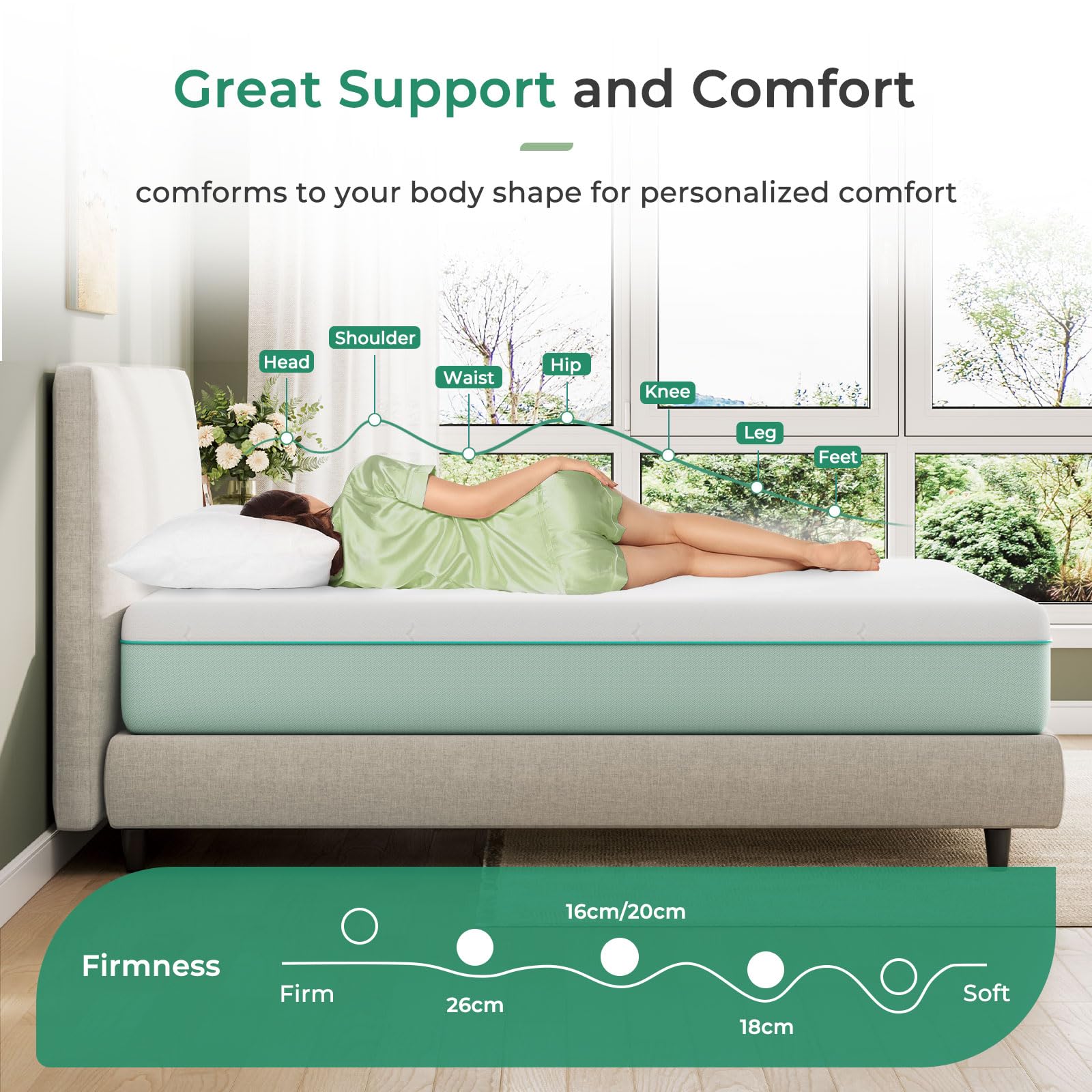 Uliyati Double Mattresses Gel Memory Foam Mattress Medium 135x190x20CM