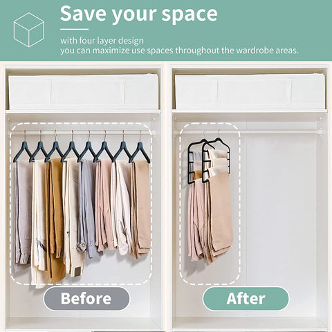 Baoswi 3 Pack Space Saving Non-Slip Jeans Slack Trousers Hangers Multiple Velvet Clothes Hanger Closet Organizer for Jeans,Scarf,Tie