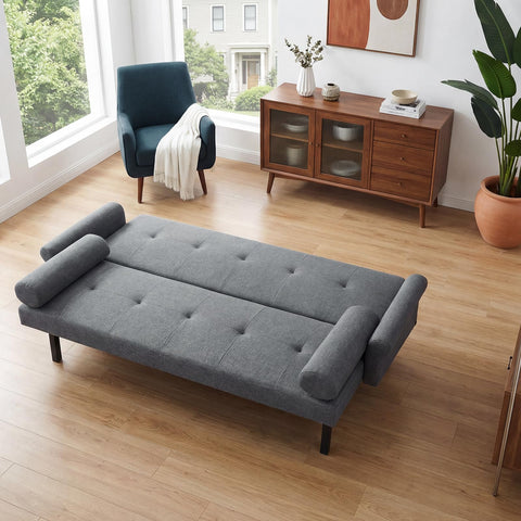 Panana Modern 3 Seater Sofa Bed, Fabric Upholstered Sofa bed with Metal Legs,Futon Recliner Lounge for Living Room, Spare Room, Bedroom