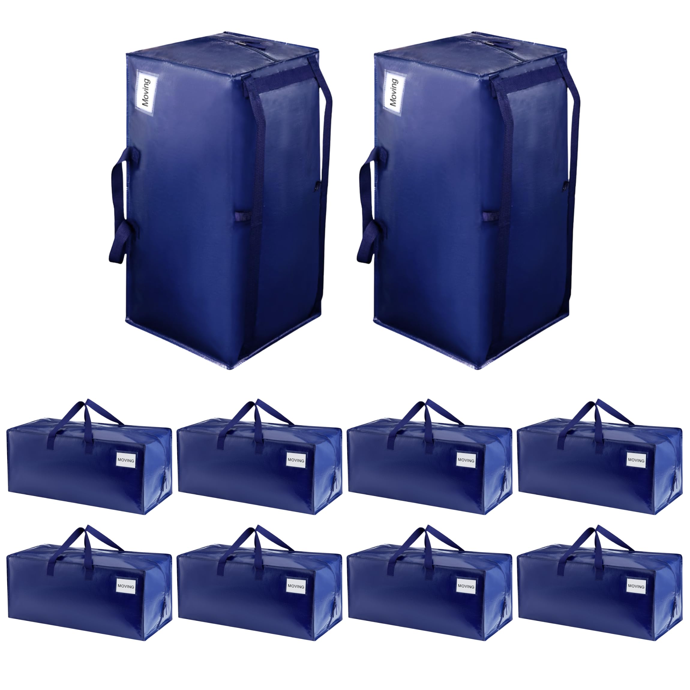 VENO 10 Pack Heavy-Duty Moving Bags Extra Large W/Backpack Straps, Moving House Essentials, Strong Handles & Zips, Chritsmas Storage, Clothes Packing