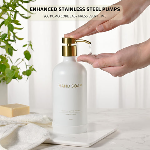 Janxin 2pcs 500ml Glass Bottles, Washing Liquid Dispenser, Shampoo and Conditioner Bottles, Soap Dispensers