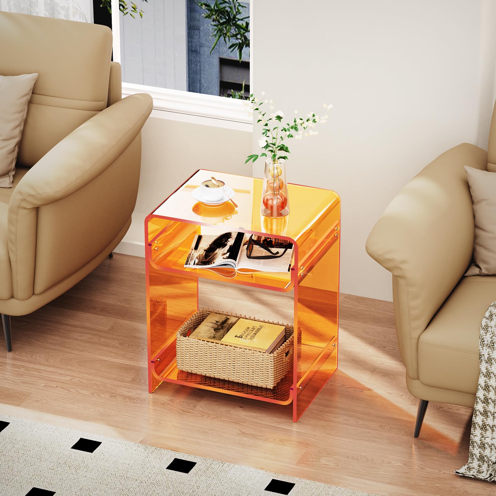 solaround Acrylic Side Table, 45 x 30 x 58 cm, Orange