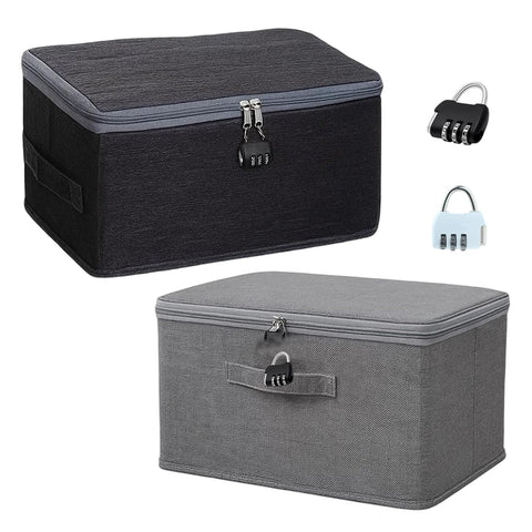Lockable Storage Box, 2 Pack with Combination Locks, Secure Fabric Storage Box with Lock for Wardrobe, Under-Bed, Dorm Room, Travel
