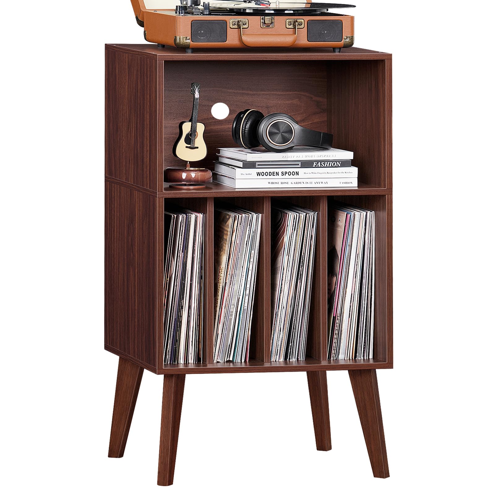 LELELINKY Record Player Stand, Turntable Stand Hold Up To 160 Albums