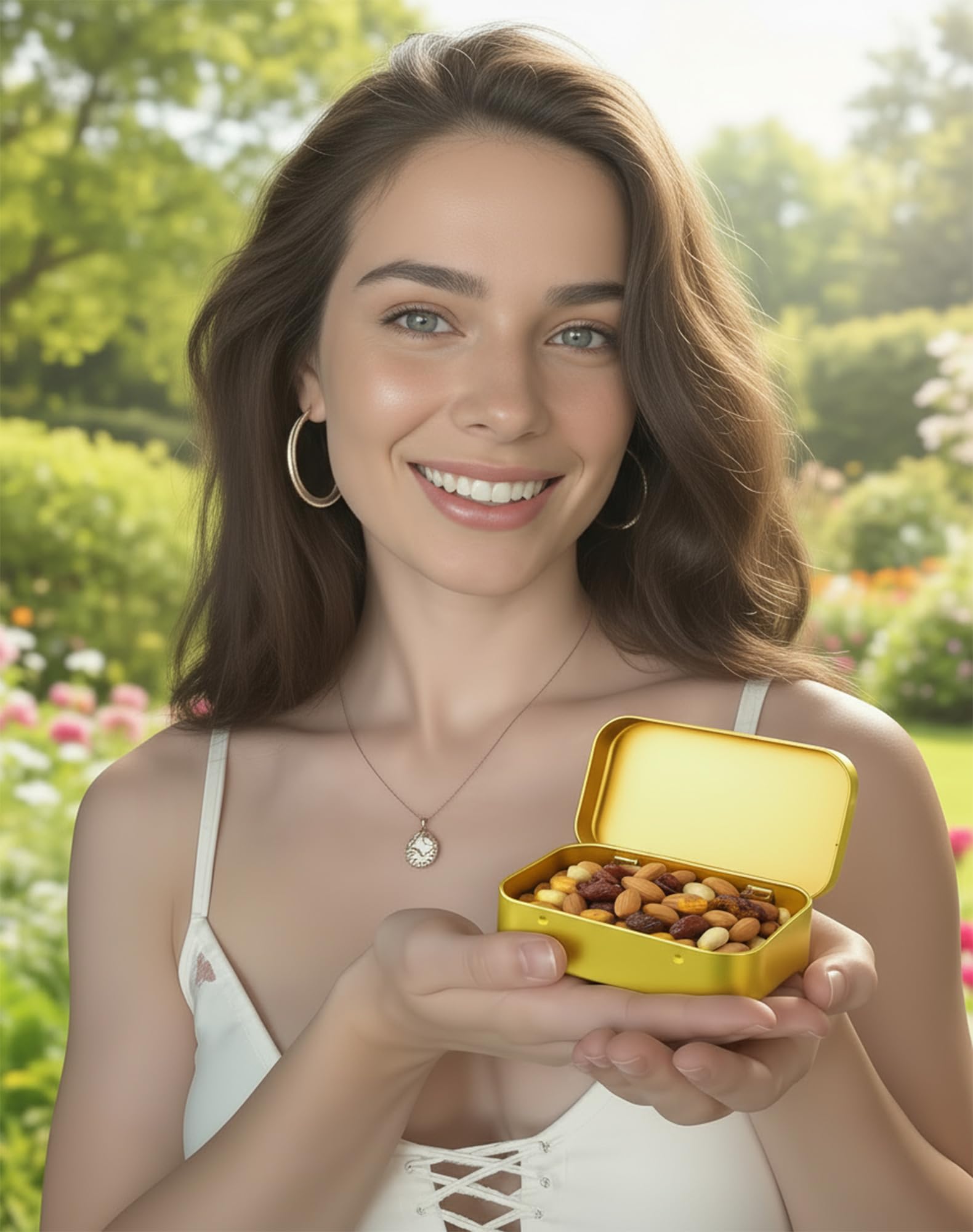 Forever bene 20 Gold Small Metal Tins with Hinged Lids, 20 Pieces, Gold, each piece measures 9,5 × 6 × 2,2 cm