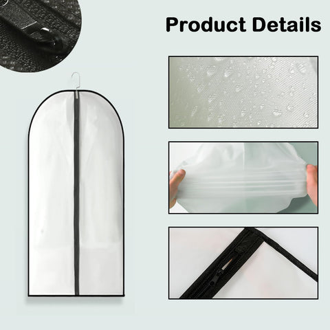 2PCS Dress Bags Covers Long Garment Covers Bag Dress Bag Long Dress Bags Covers Translucent with Zip Waterproof Dustproof Dress Covers Garment Bags
