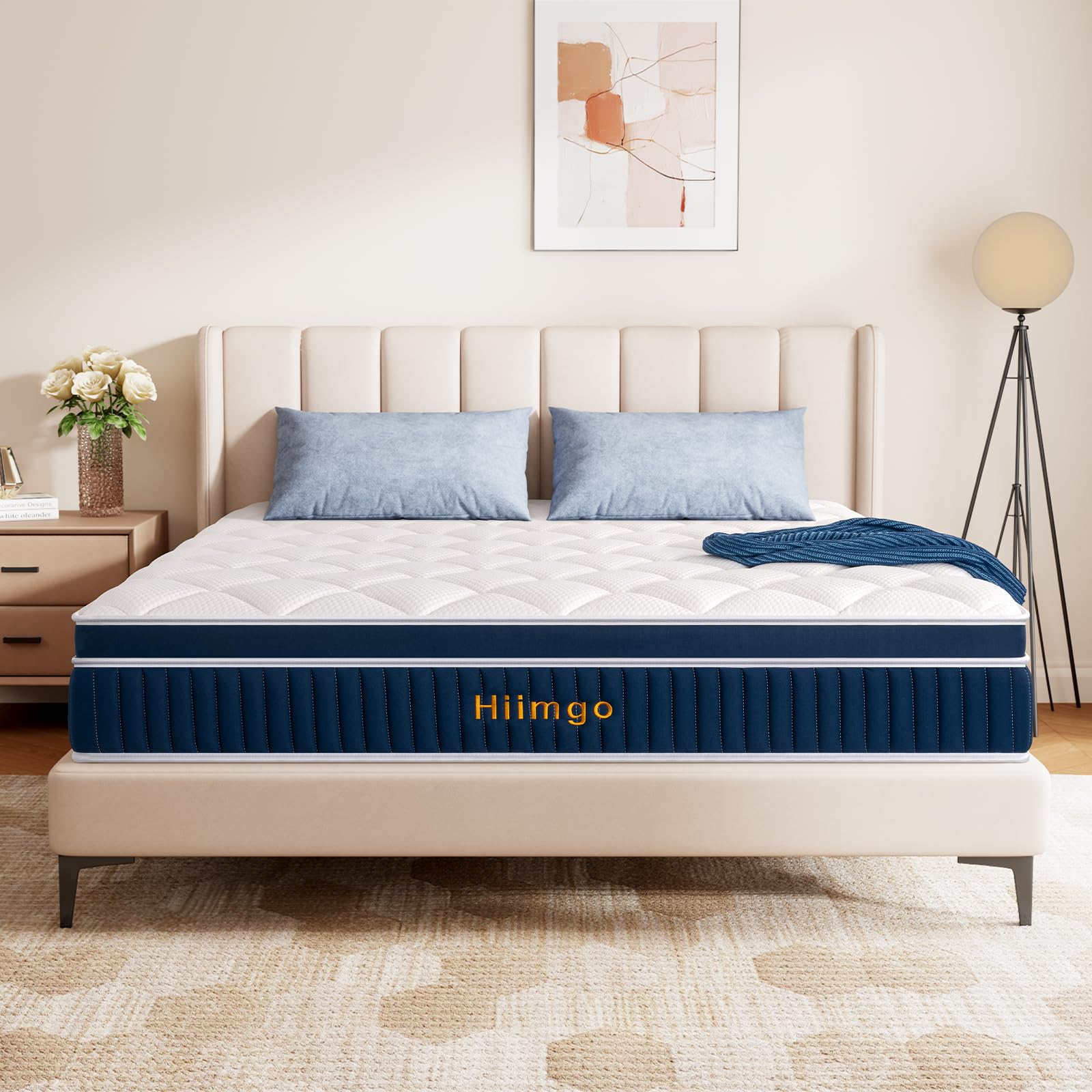 Hiimgo Hybrid Mattresses-28CM Single Mattress-Pocket Spring with Comfort Foam Medium Firm Strengthen Edge Support, with Motion Isolation-90x190x28CM