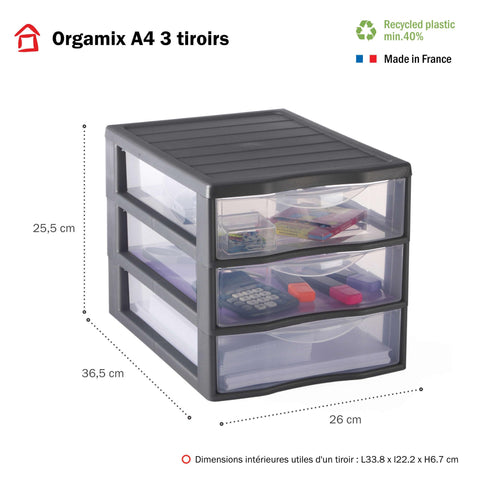 Sundis Orgamix A4 3 Drawers, Grey