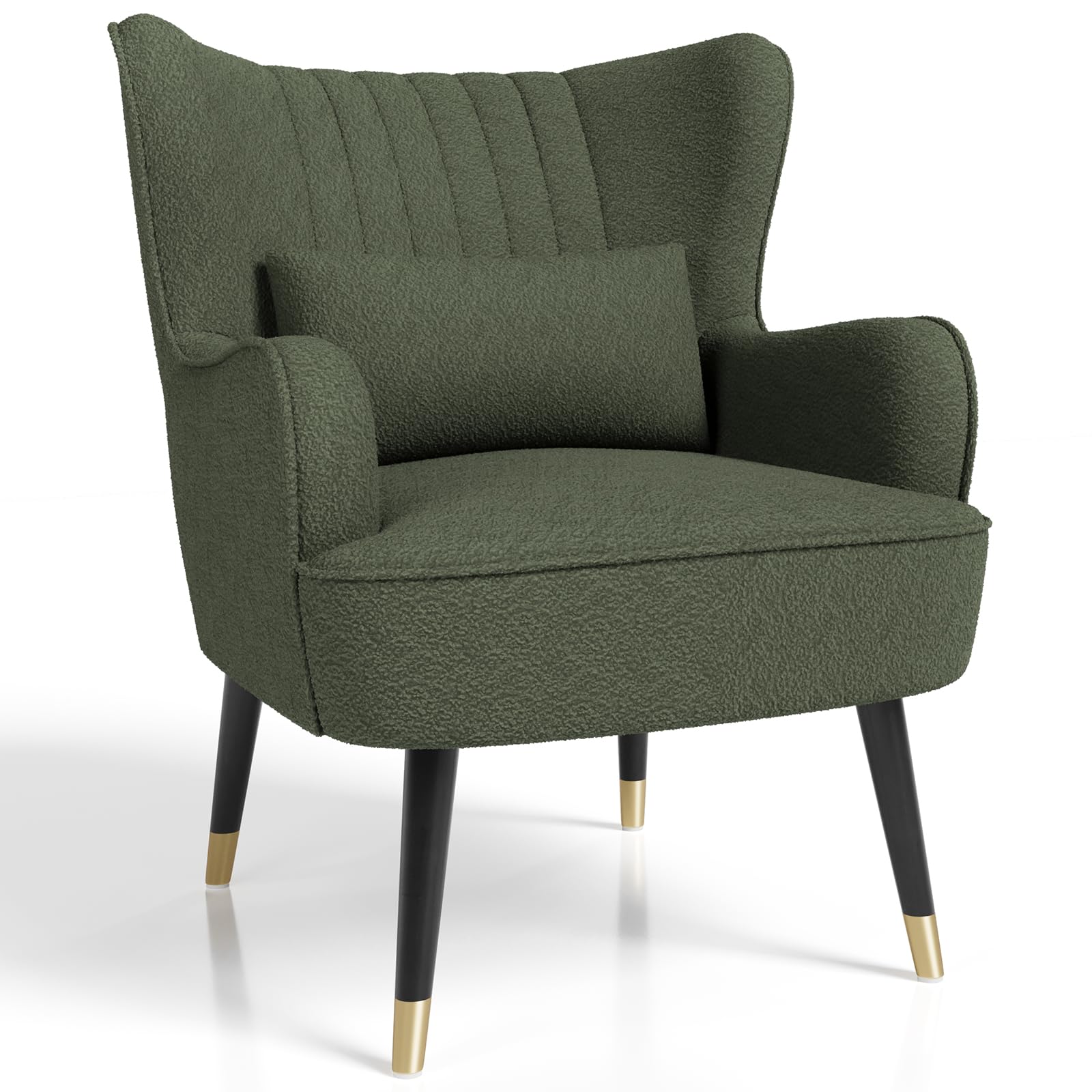 Vesgantti Teddy Accent Chair with Lumbar Pillow, Wing Back Large Armchair