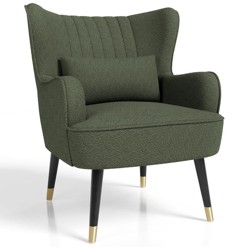 Vesgantti Teddy Accent Chair with Lumbar Pillow, Wing Back Large Armchair