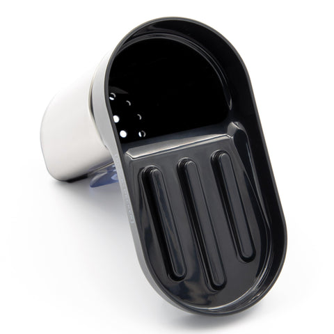 BLACK+DECKER BXSO63889GB Sink Caddy, In-Sink Design with 2 Suction Cups, Secure Ledge Tray with Storage Compartment, Stainless Steel Finish