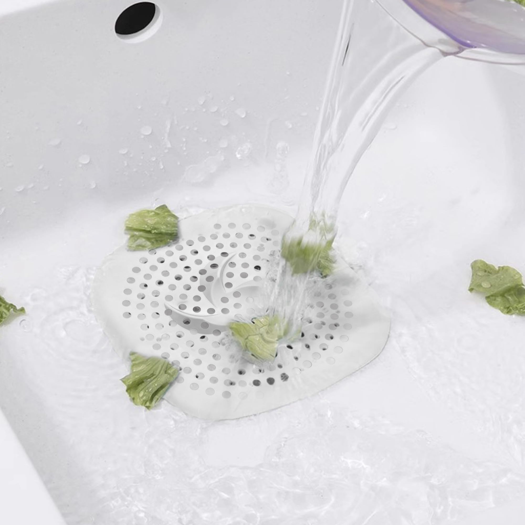 2Pcs Silicone Shower Drain Cover with Suction Cups, Hair Catcher Strainer for Sink, Bathtub, and Kitchen, Anti-Clogging Drain Protector Plug Filter