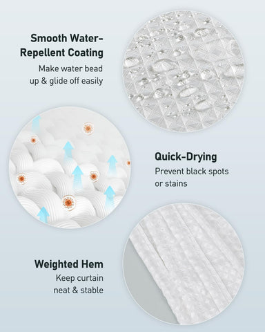 Uniclife White Waffle Shower Curtain 180x180cm Waterproof