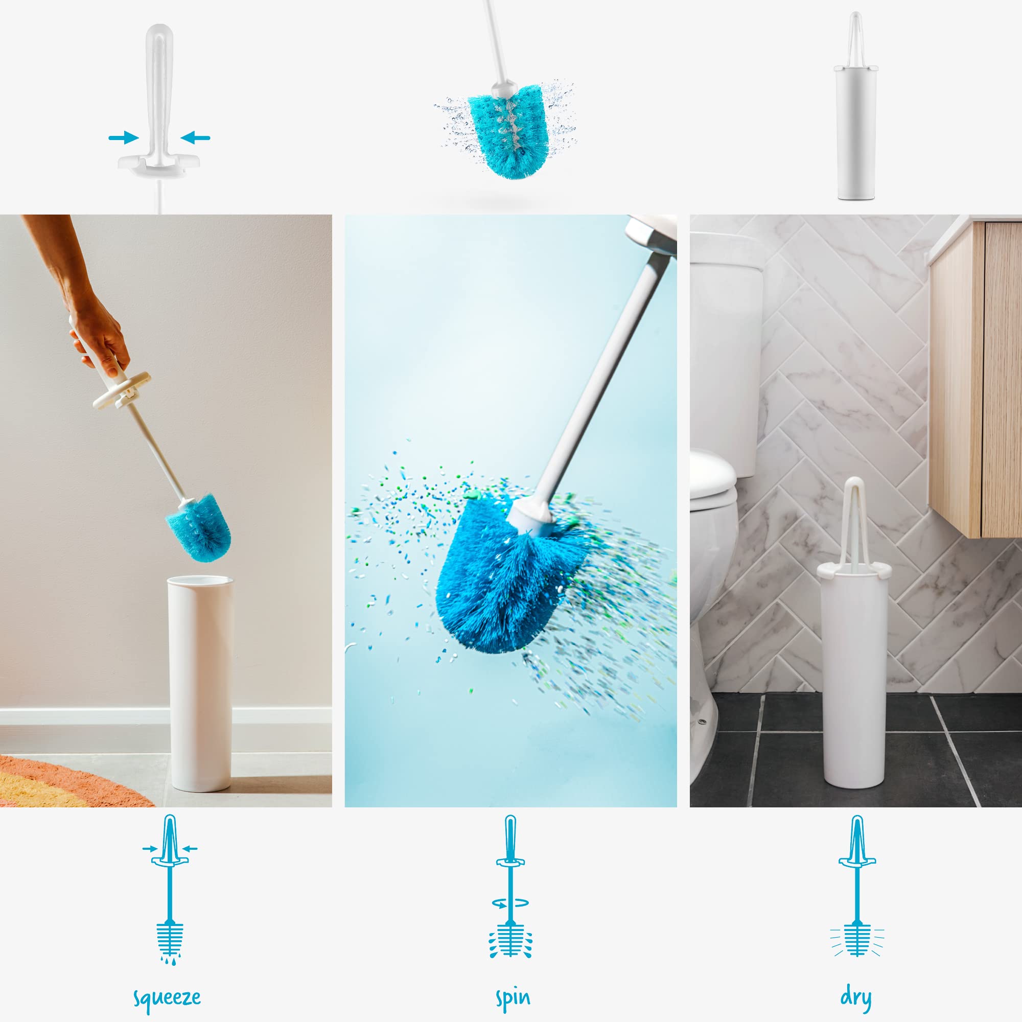 Dreamfarm Spindry | Quick Drying Toilet Brush & Holder | White