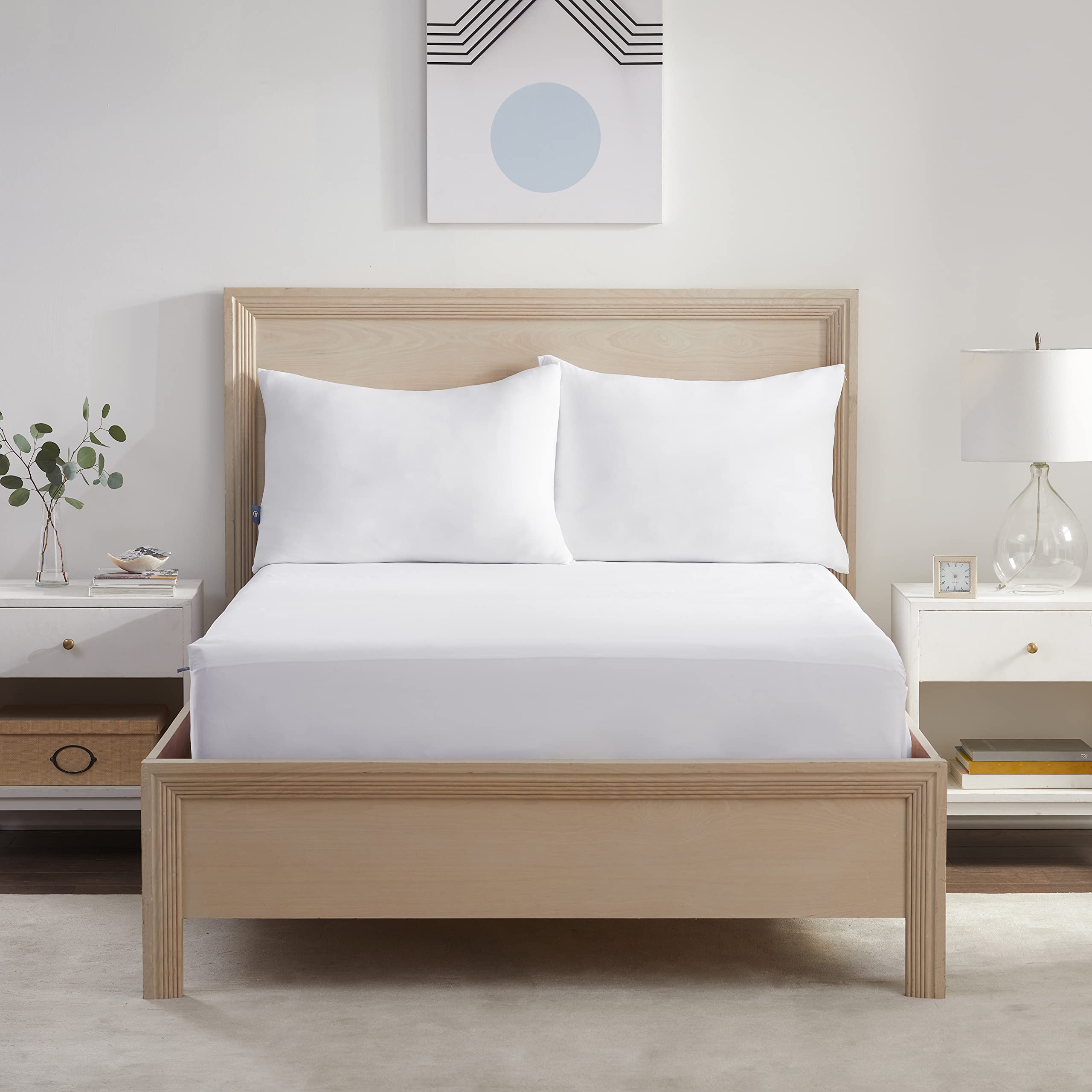 SERTA Power Chill Soft Comfort Stain Resistant & Waterproof Mattress Cover Protector with 15" Deep Pocket, California King, White