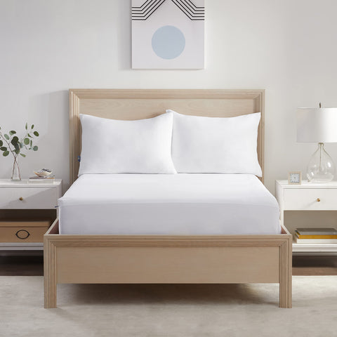 SERTA Power Chill Soft Comfort Stain Resistant & Waterproof Mattress Cover Protector with 15" Deep Pocket, California King, White
