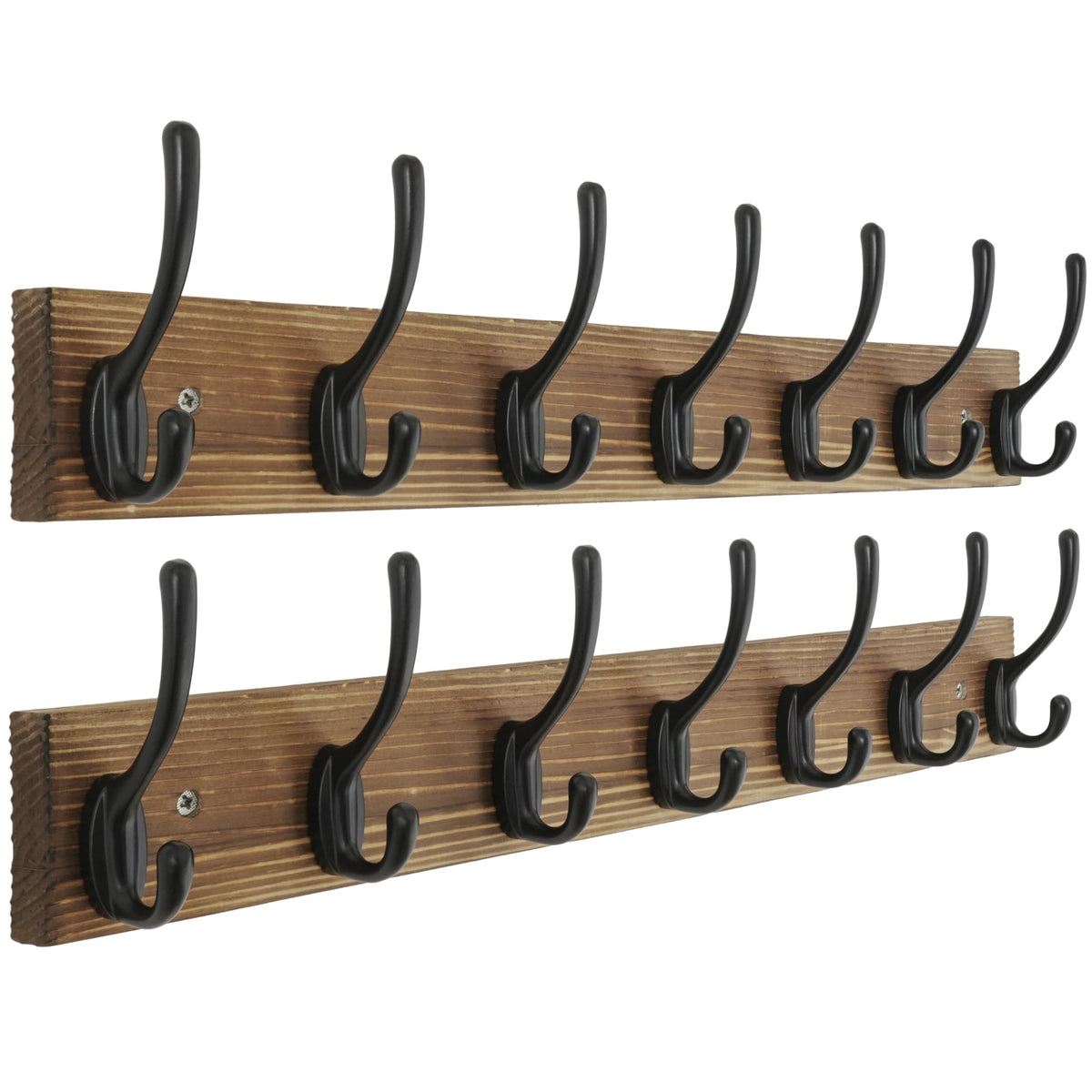 HONSKY Wall Coat Rack with 7 Double Hooks,50cm Wall Coat Hook,Wooden Coat and Towel Hanger Storage for Entryway, Bathroom, Bedroom