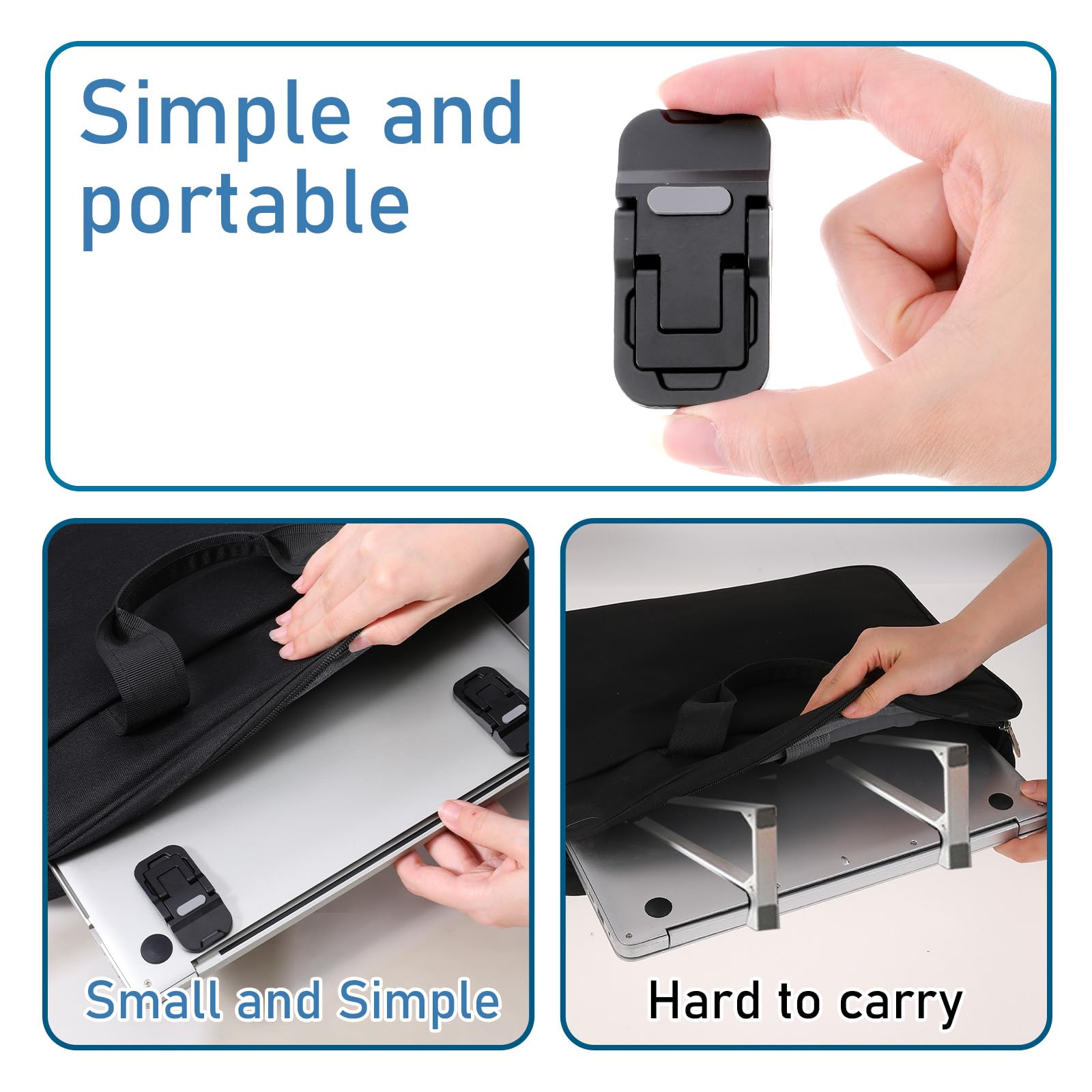 Bewudy 2 Pcs Portable Keyboard Riser, Dual Tilt Angle Adjustment Foldable Laptop Riser, Mini Computer Keyboard Stand for Desk