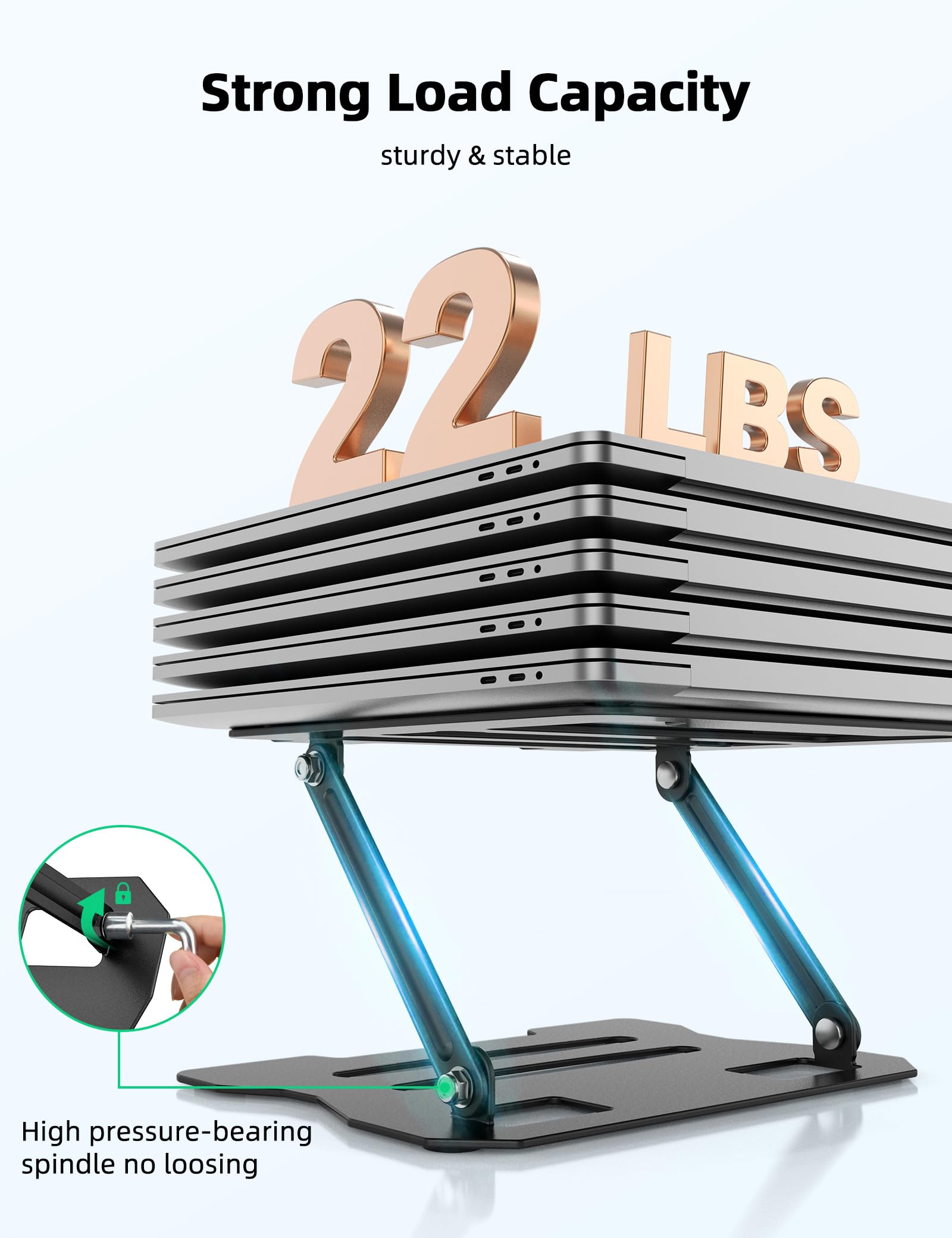 Rupoku Adjustable Laptop Stand, Ergonomic Laptop Riser Heat Vent Computer Stand for Desk